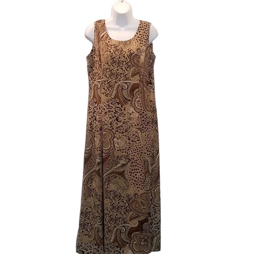 Maxi Dress Womens M Vintage 90s Novelty Print Cheetah Leopard Paisley Sleeveless
